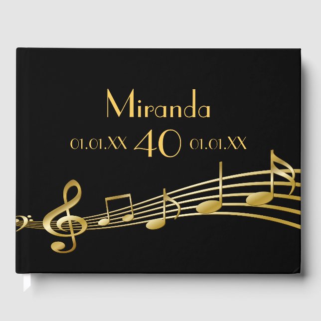 Livro De Visitas Notas de ouro de aniversário de 40 anos (Frente)