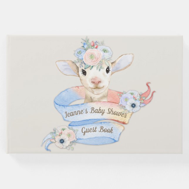Livro De Visitas Nursery Lamb Azul Cor-de-rosa (Frente)