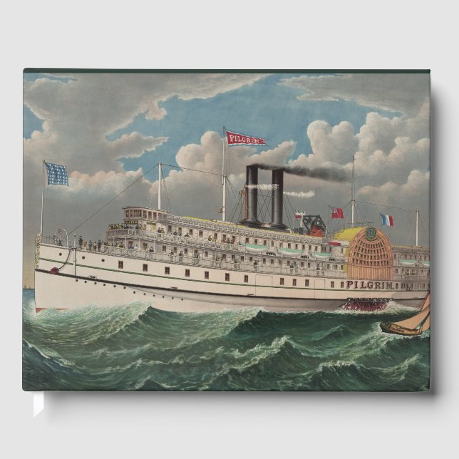Livro De Visitas NY Voyage Grand PaddleWheel Steamboat O Peregrino (Frente)