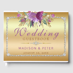 Livro De Visitas O brilho roxo floresce o casamento Dourado dos