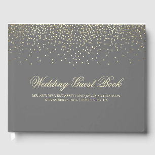 Livro De Visitas O confete Dourado elegante pontilha o casamento