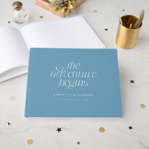 Livro De Visitas O Início da Aventura Azul Jeans Casamento
