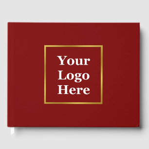 Livro De Visitas O logotipo da sua empresa é vermelho e Dourado