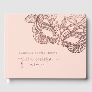 Livro De Visitas O na moda cora & mascarada Dourado cor-de-rosa