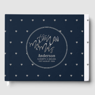 Livro De Visitas O Sr. e a Sra. Marinho Blue Silver Love Hearts