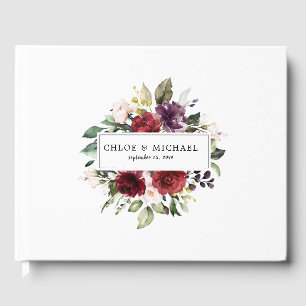 Livro De Visitas O vermelho de Borgonha cora casamento floral do