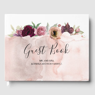 Livro De Visitas O vintage coram e o casamento floral de Marsala