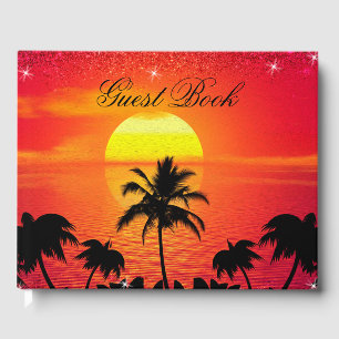 Livro De Visitas Oceano de Palmeiras Sunset Beach Tropical