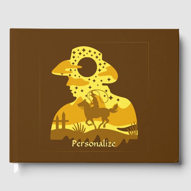 Livro De Visitas Oeste do Cowboy Horse Lasso Wild West (Frente)