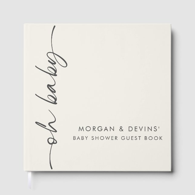 Livro De Visitas Oh Baby Beige Baby Shower Guest Book (Frente)