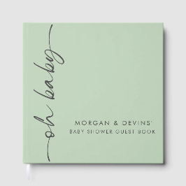 Livro De Visitas Oh Baby Green Baby Shower Guest Book