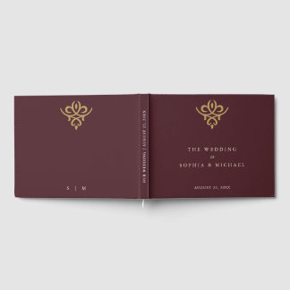 Livro De Visitas Old Money Burgundy Wedding Guest Book