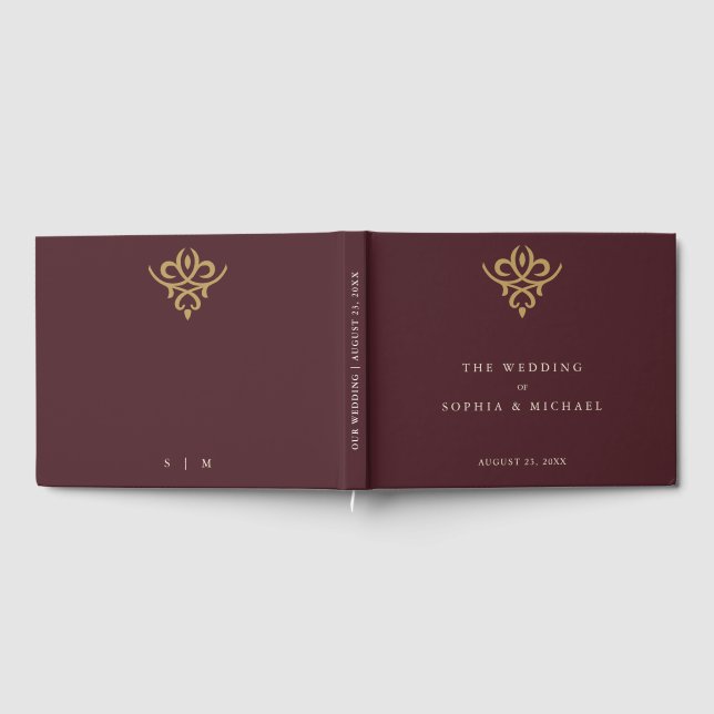 Livro De Visitas Old Money Burgundy Wedding Guest Book (Completo)