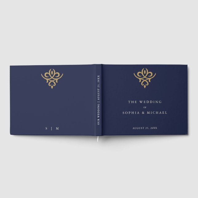 Livro De Visitas Old Money Navy Blue Wedding Guest Book (Completo)