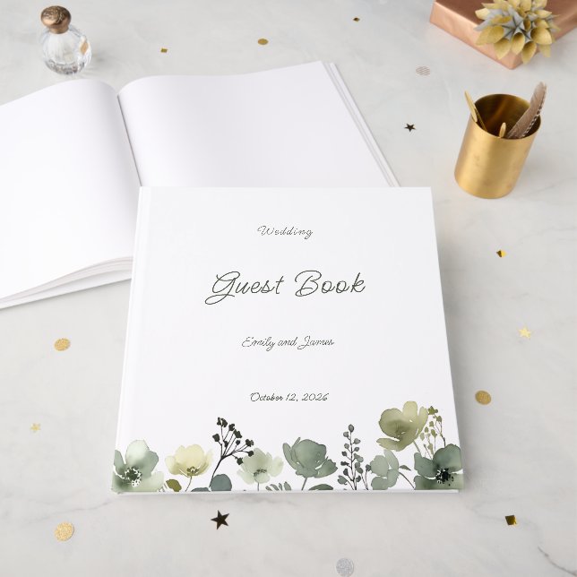 Livro De Visitas Olive Floral Wedding (Frente aberta)