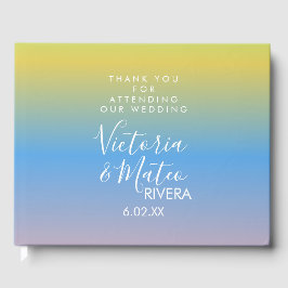 Livro De Visitas Ombre Arco-Íris Amarelo Azul Rosa Casamento Obriga