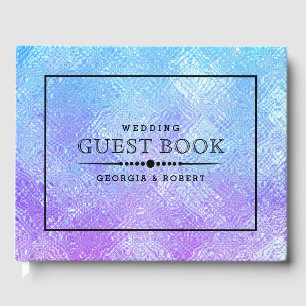 Livro De Visitas Ombre de vidro iridescente azul e roxo