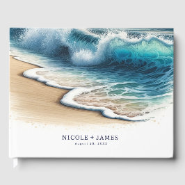Livro De Visitas Ondas do Oceano Caindo na Praia de Casamento Coste