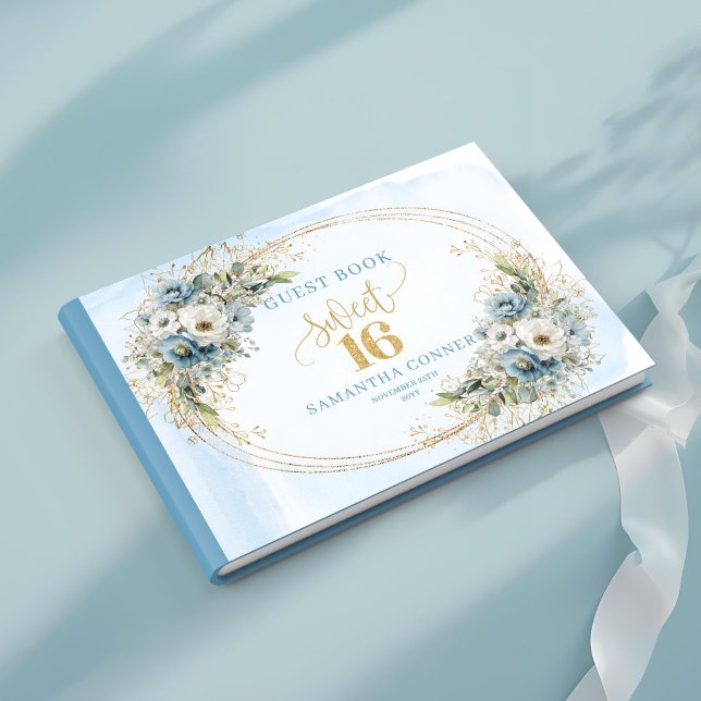 Livro De Visitas Opulent Dusty Blue Gold Sweet 16th Guest Book (Opulent Dusty Blue Gold Sweet 16th Guest Book)
