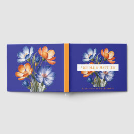 Livro De Visitas Orange and Cobalt Blue Floral Wedding Return 