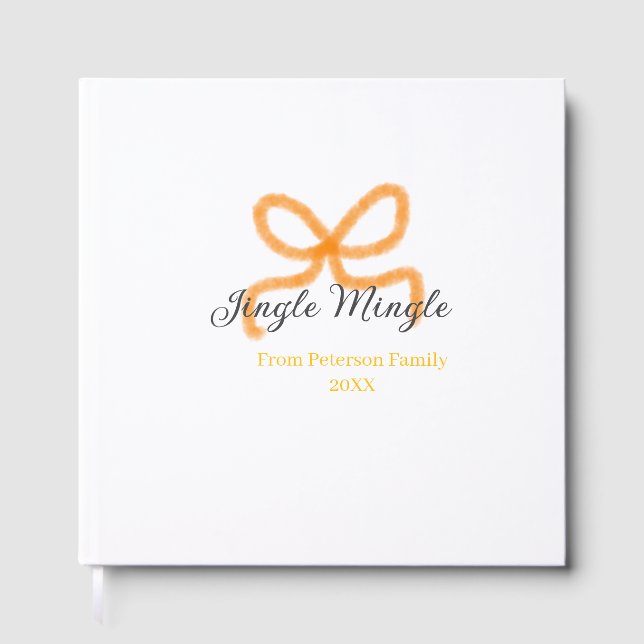 Livro De Visitas Orange bow jingle Mingle retro boho family namdate (Frente)