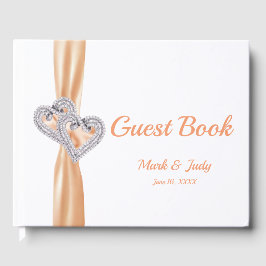 Livro De Visitas Orange Diamond Hearding Guestbook