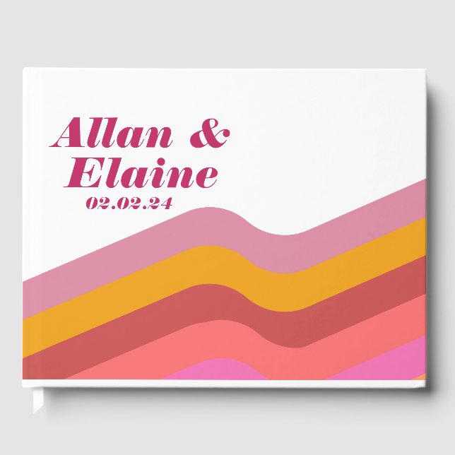 Livro de visitas Orange Retro Groovy dos anos 70 (Frente)