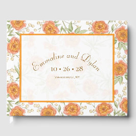 Livro De Visitas Orange Rose Wedding
