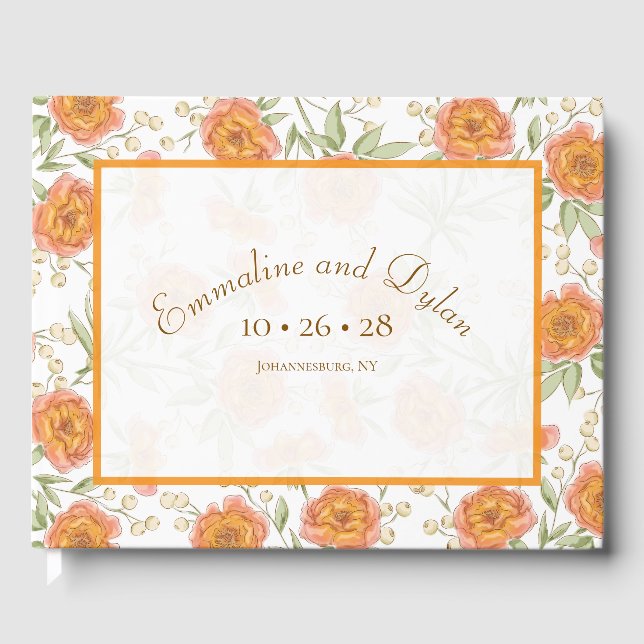 Livro De Visitas Orange Rose Wedding (Frente)