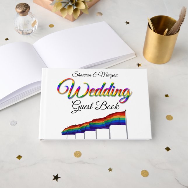 Livro De Visitas Orgulho gay Rainbow Weding Guest Book (Frente aberta)