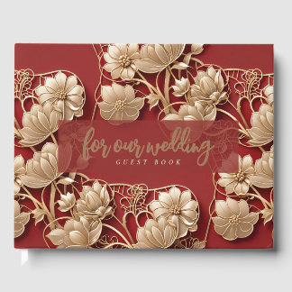 Livro De Visitas Oriental Art Deco Florals | Custom Wedding