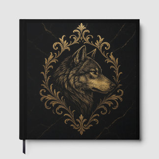 Livro De Visitas Ornamentaler Wolf in Goldtönen