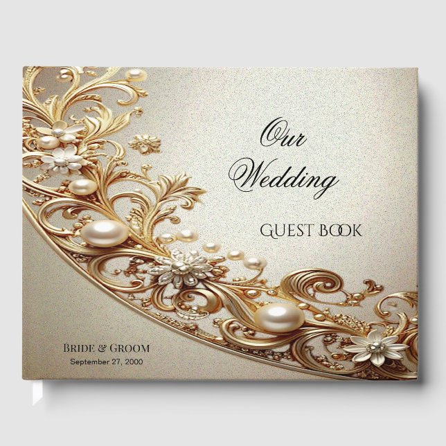 Livro De Visitas Ornate Gold Flourish Guest Book (Frente)
