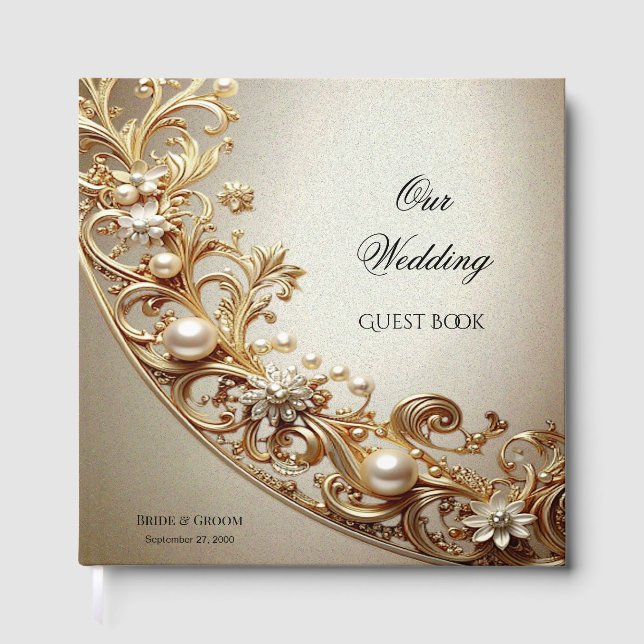 Livro De Visitas Ornate Gold Flourish Guest Book (Frente)