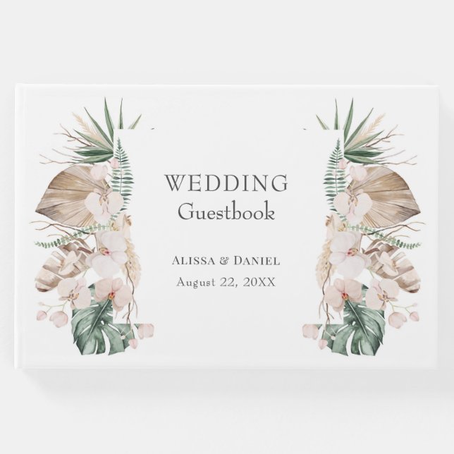 Livro De Visitas Orquídea Tropical Monstera Weding Guest Book (Frente)