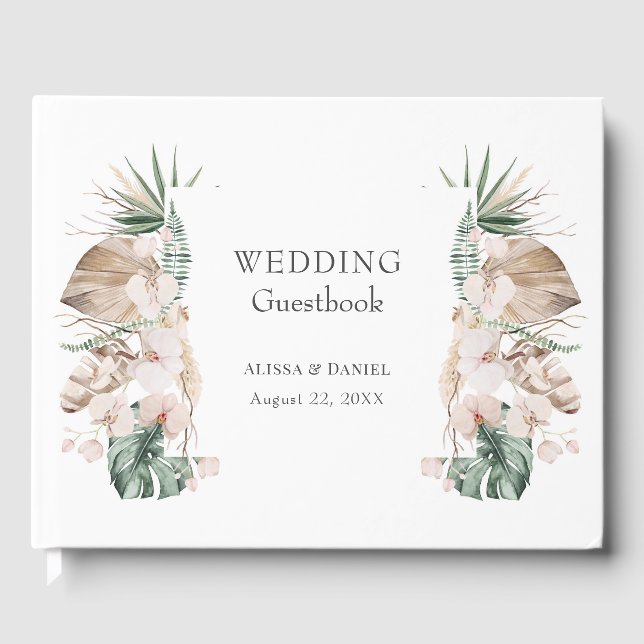 Livro De Visitas Orquídea Tropical Monstera Weding Guest Book (Frente)