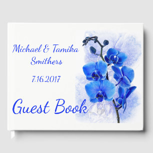 Livro De Visitas Orquídeas azuis personalizadas que Wedding