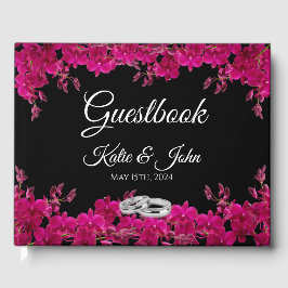 Livro De Visitas Orquídeas Fuchsia em preto