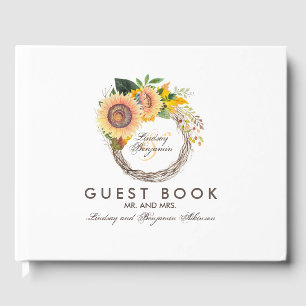 Livro De Visitas Os girassóis envolvem o casamento outono rústico