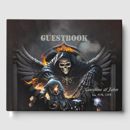 Livro De Visitas Ossos e magia, esqueleto com dados místicos.