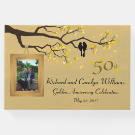 Livro De Visitas Ouro Aniversário Pássaros do Amor