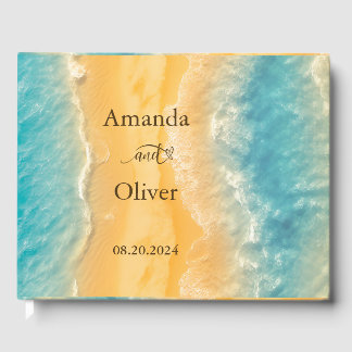 Livro De Visitas Ouro Chic Costeiro Sand Teal Weding Bem-vindo