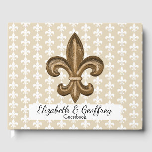 Livro De Visitas Ouro de Nola & casamento francês branco da flor d