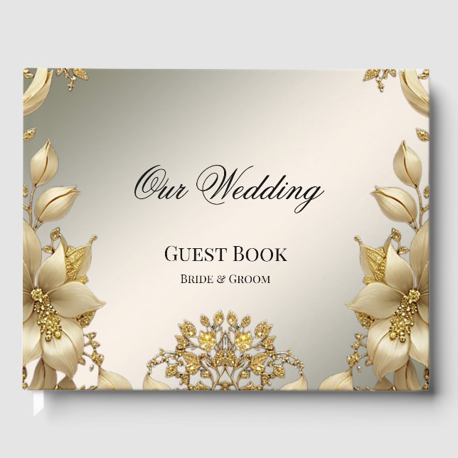 Livro De Visitas Ouro Floral Guest Book (Frente)