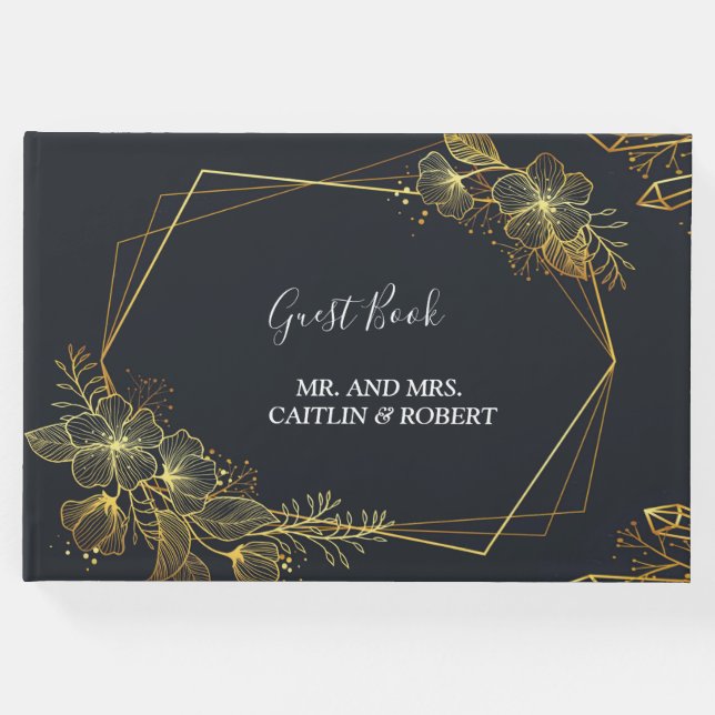 Livro De Visitas Ouro Frame Marinho (Frente)