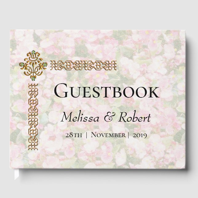 Livro De Visitas Ouro Jeweled Floral Wedding (Frente)