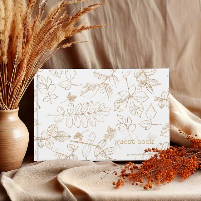 Livro De Visitas Ouro Leaf Pattern Wedding ID655 (Criador carregado)