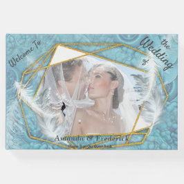 Livro De Visitas Padrão comum de seda azul com faíscas brancas