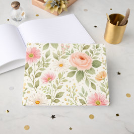 Livro De Visitas Padrão de Aquarela Floral Suave