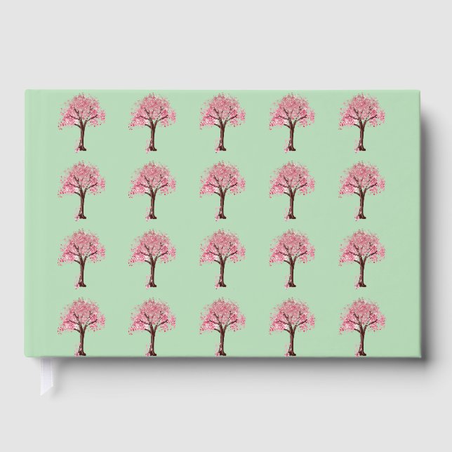 Livro De Visitas Padrão de Árvores Rosa (Frente)